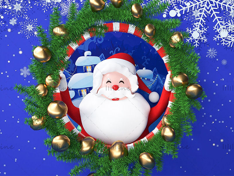 Víceformátový C4D vánoční kreslený stařík styling IP image Santa Claus model