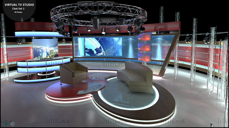 Virtual TV Studio Chat Set 1