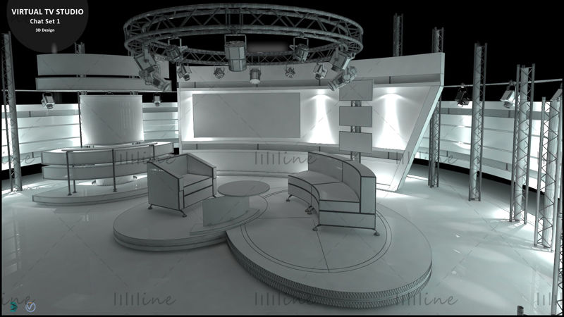 Virtual TV Studio Chat Set 1
