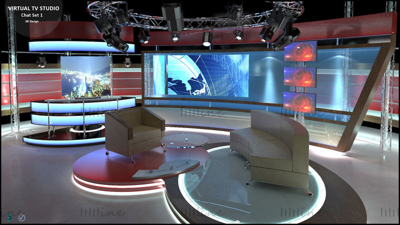 Virtual TV Studio Chat Set 1