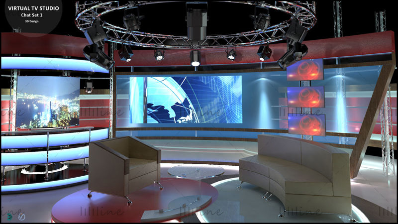 Virtual TV Studio Chat Set 1