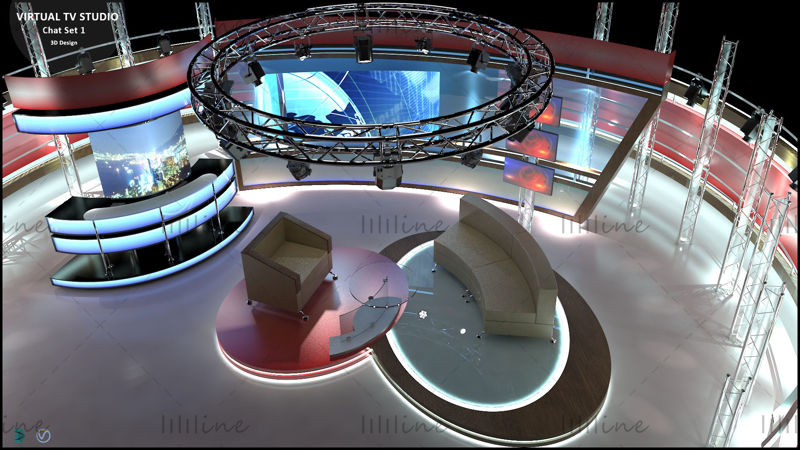 Virtual TV Studio Chat Set 1