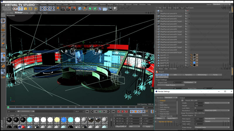 虚拟电视演播室聊天室区域3D模型模组