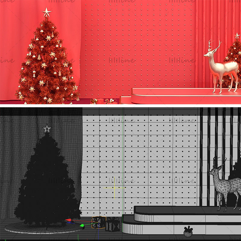 Vánoční e-commerce stánek 3D modelová scéna