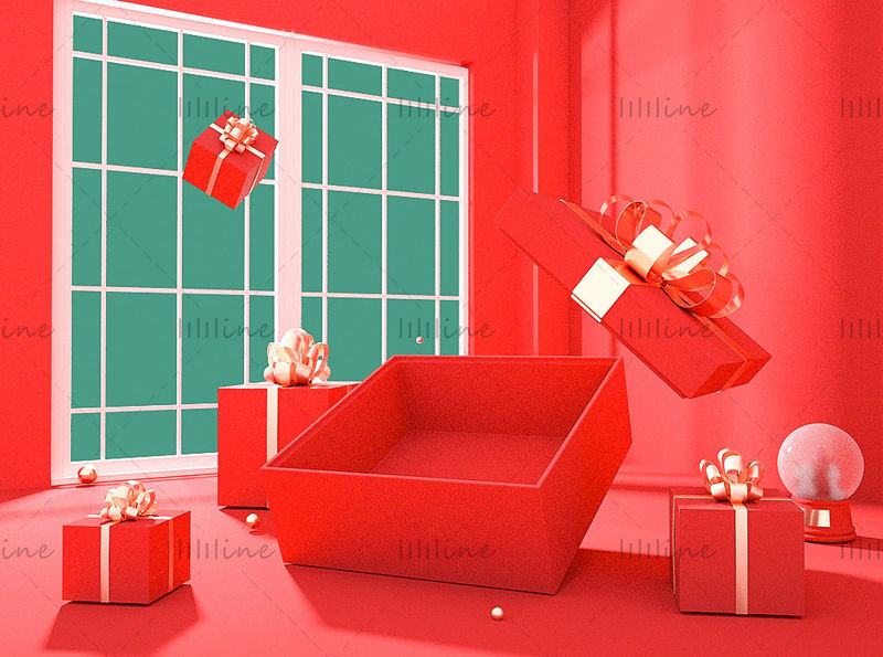 Feestelijke kerst achtergrond industrie algemene e-commerce promotie 3D-scènemodel