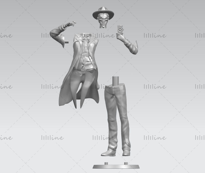 Standbeeld Joker maak een foto 3D-model klaar om af te drukken