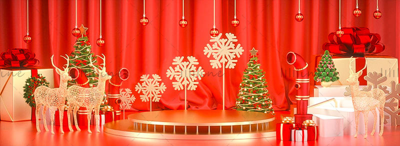 Promoción del día de navidad fondo de comercio electrónico carnaval de víspera de navidad modelo de escena 3d