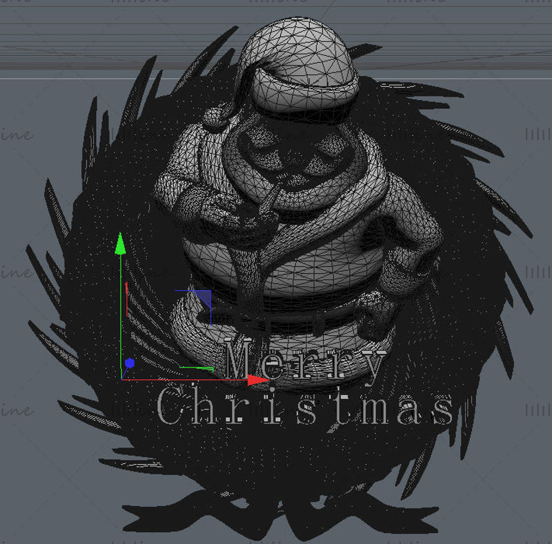 Vánoční věnec santa claus 3d model