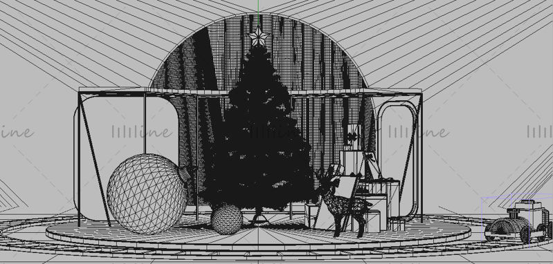 مدل غرفه سه بعدی بنر تجارت الکترونیک کریسمس درخت کریسمس