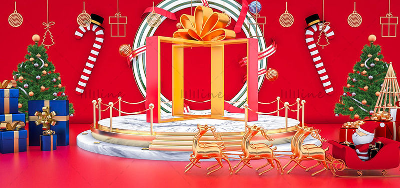 Verschillende formaten kerstboom kerstman 3d achtergrondmodel