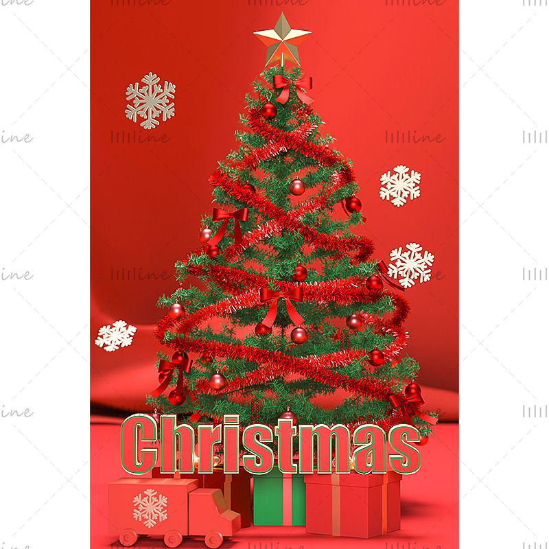Különböző formátumú c4d karácsonyi karácsonyfa háttér 3D-s modell