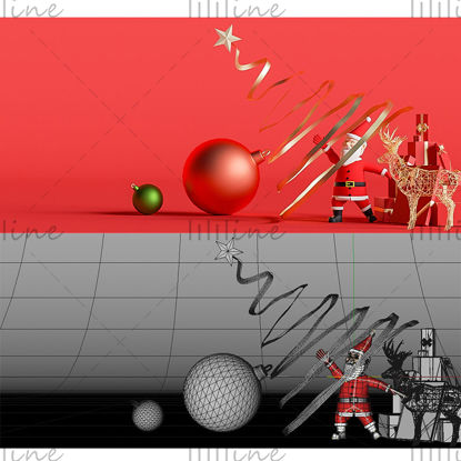 Various formats c4d christmas santa claus creative background 3d model