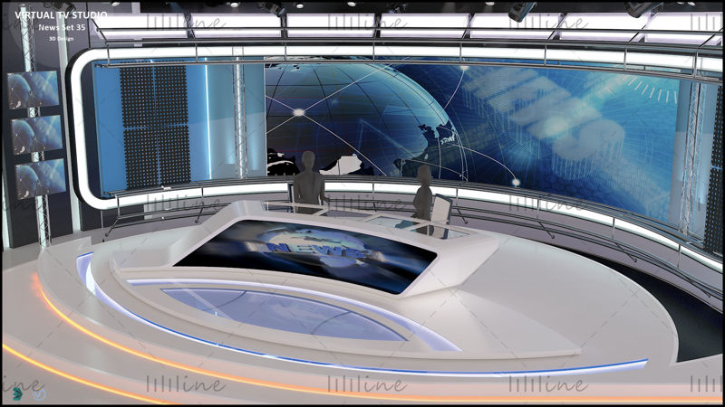 Virtual TV Studio News Set 35