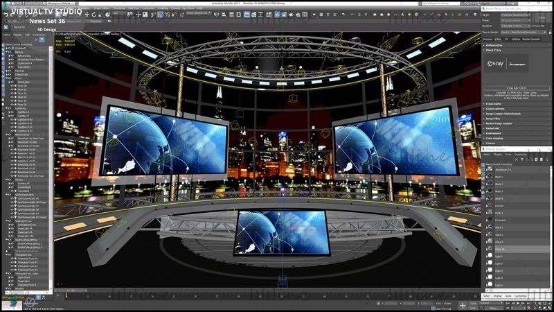 Virtual TV Studio News Set 3D Model