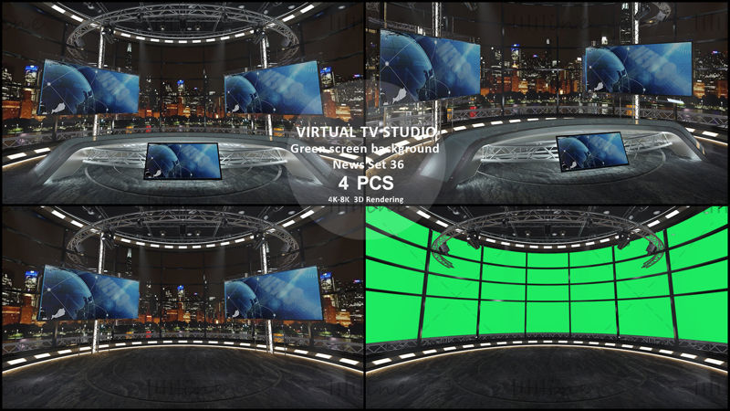 Virtual TV Studio News Set 3D Model