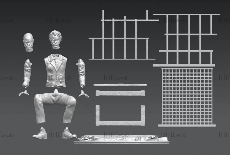 Joker in gevangenisminiaturen 3D-model klaar om af te drukken