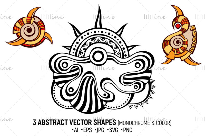 3 abstract vector shapes