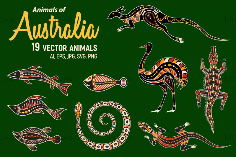 Iconos de vector de animales australianos