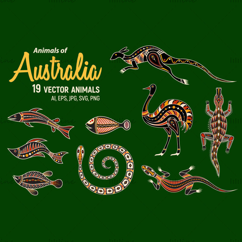 Iconos de vector de animales australianos