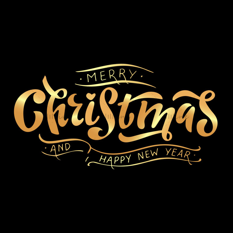 Merry Christmas and Happy New  Year  hand lettering, digital illustration