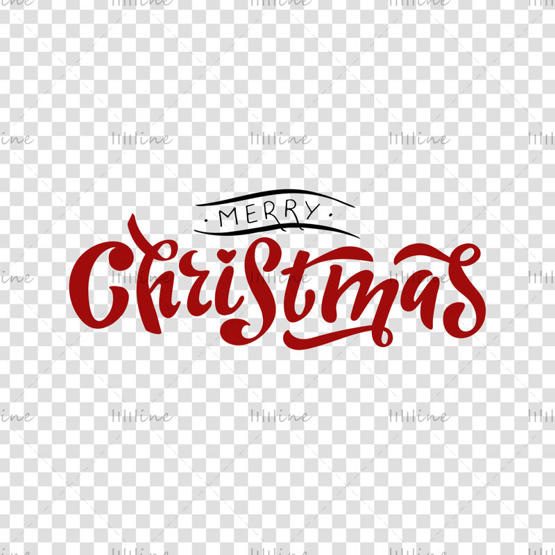 Merry Christmas  brush calligraphy, digital illustration