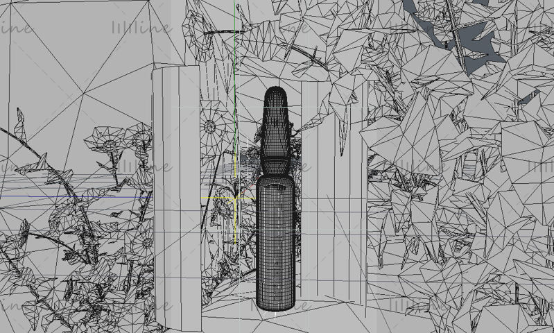 Vários formatos c4d planta essência garrafa modelo 3d modelo de garrafa de vidro cena de paisagem de planta ao ar livre