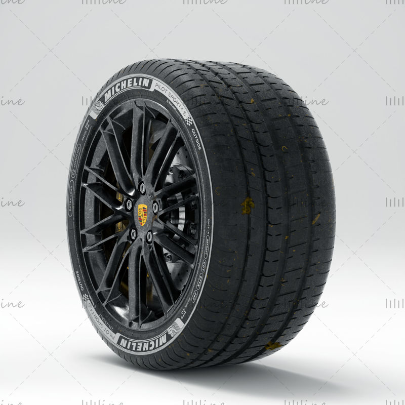 Porsche tire car tire model oc rendering engineering file tire model
