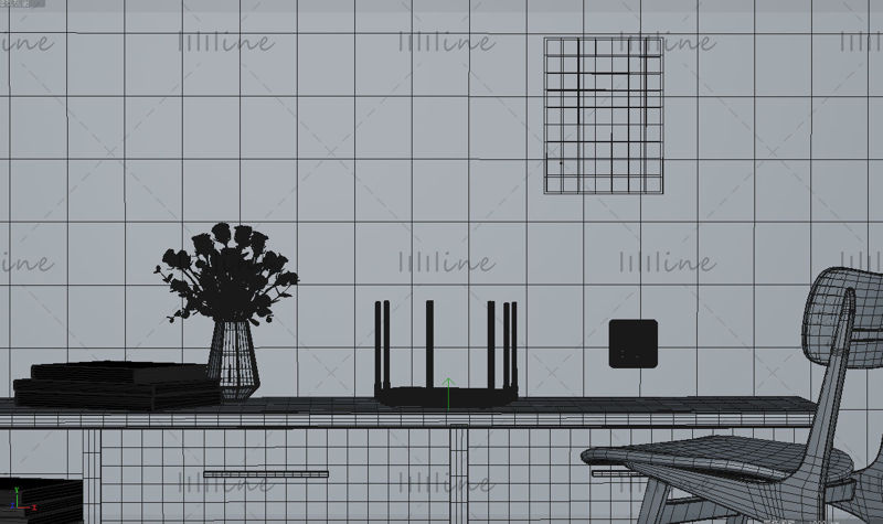 Yönlendirici 3d model ev iç sahne projesi
