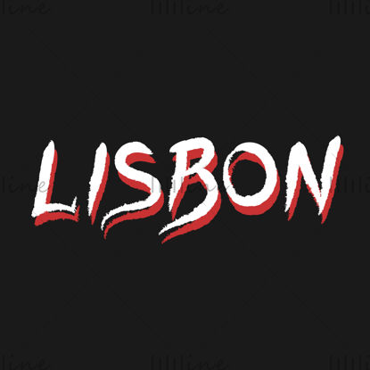 Lisbon city name hand-lettering calligraphy