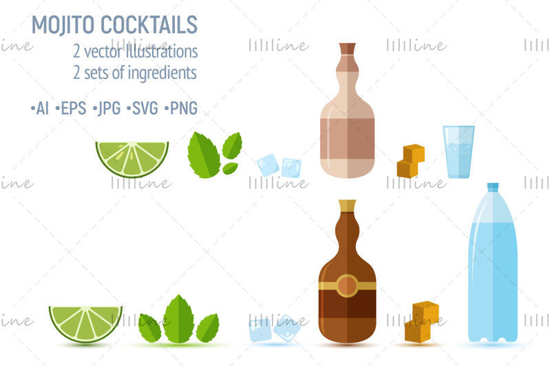 Mojito alcoholische cocktail vectorillustratie