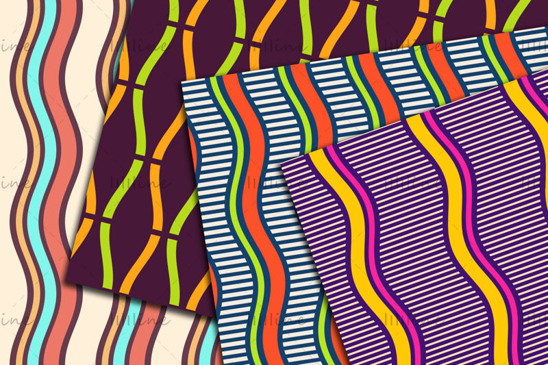 10 naadloze kleurrijke golvende lijnen patronen vector