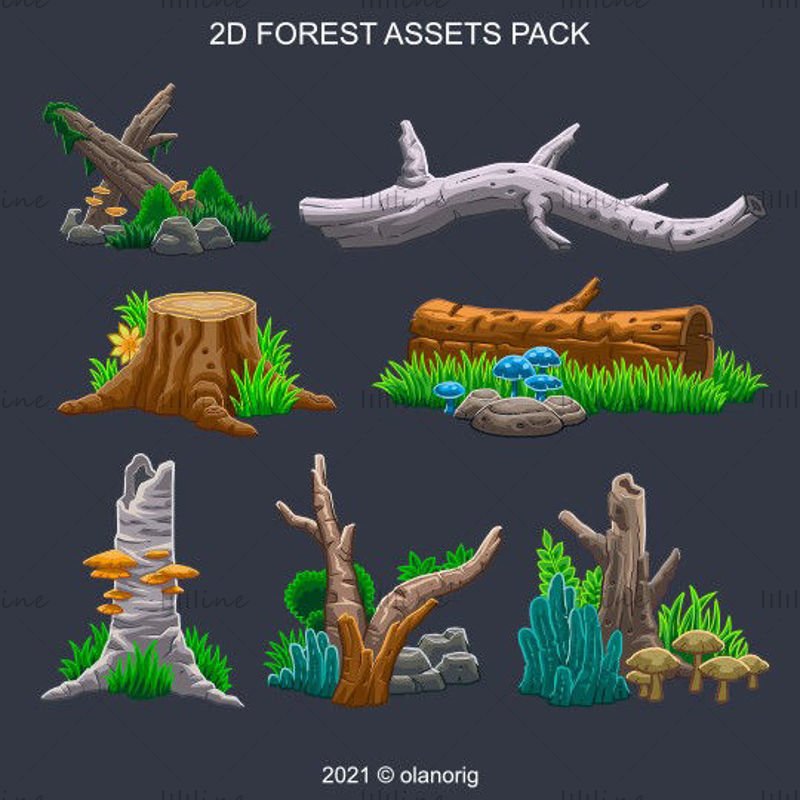 2D 森林资产包游戏就绪资产和精灵
