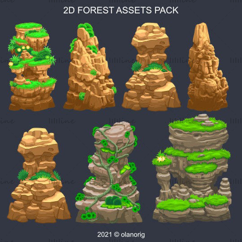 2D Forest Assets Pack Game Ready Assets and Sprites