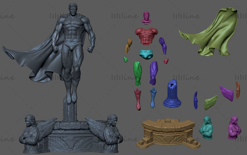 Superman Statue 3D modell Nyomtatható 3D nyomtatáshoz