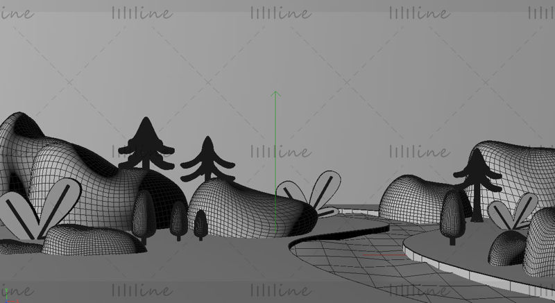 Verschillende formaten c4d herfst achtergrond bomen eenvoudig 3D-model