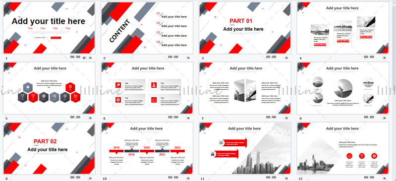 Red minimalist style ppt template