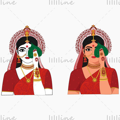 Illustrazione piana di vettore della sposa bengalese