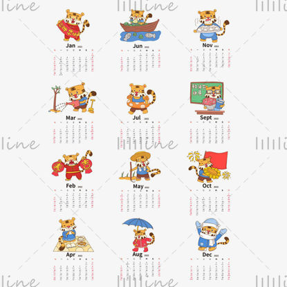 Cartoon tijger kalender