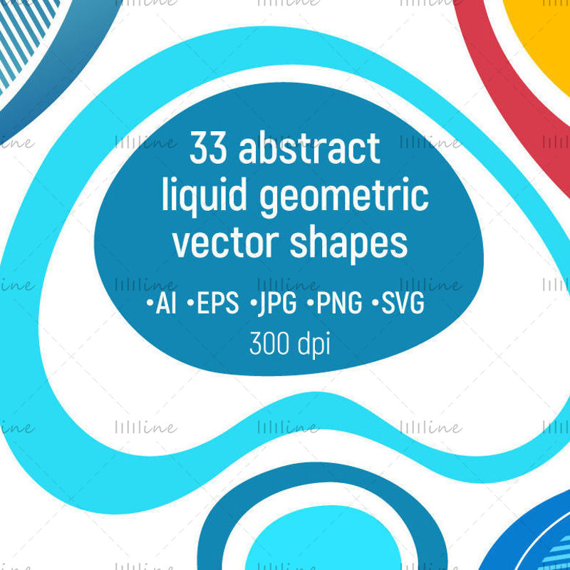 33 formas vectoriales geométricas líquidas abstractas
