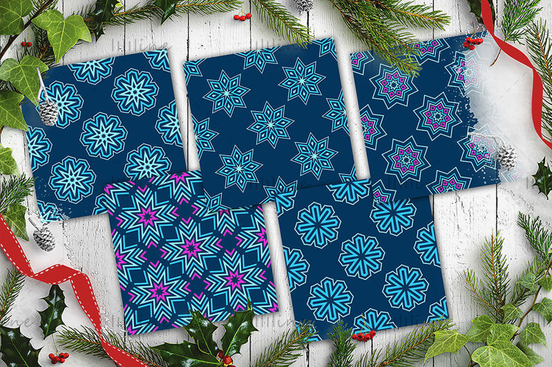 10 seamless snowflakes vector patterns