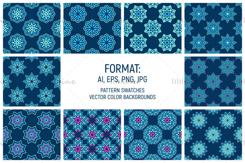 10 seamless snowflakes vector patterns