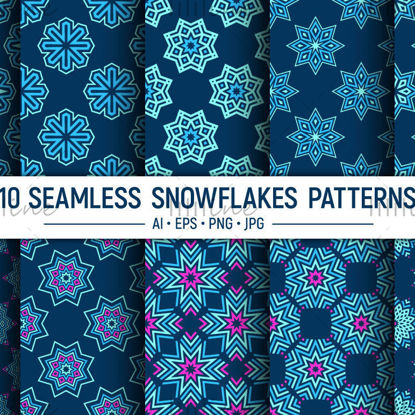 10 varrat nélküli hópelyhek vektoros minták