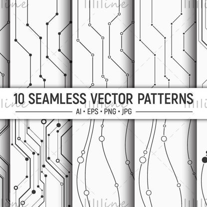 10 zökkenőmentes geometrikus vektor vonalminták