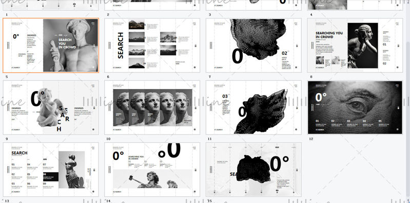 Raport de artă în stil alb-negru șablon Microsoft Office PowerPoint
