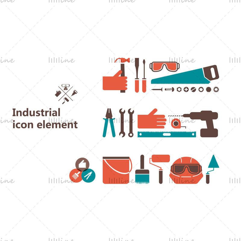 Industrial elements vector icons