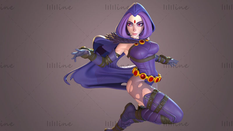 Raven karakter DC Comics 3D-s modell kész nyomtatás