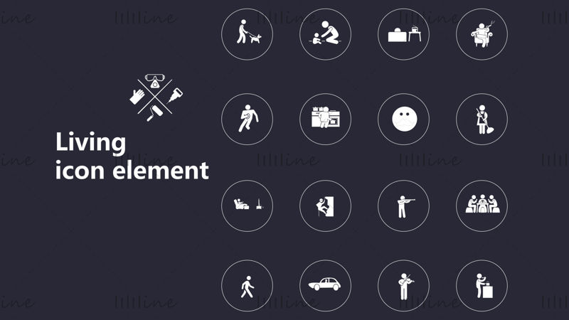 Black and white life style elements vector icons