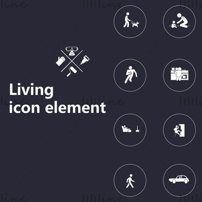 Black and white life style elements vector icons