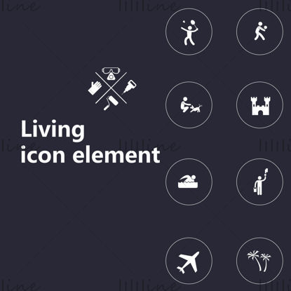 Black and white life style element vector icon pptx format