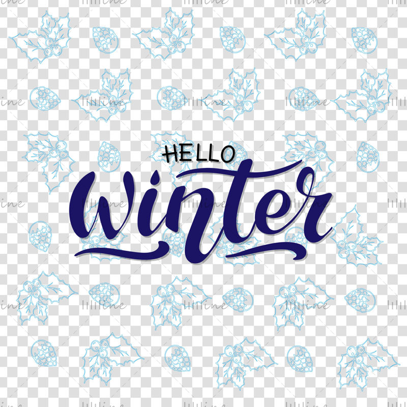 Hola letras de mano de vector de invierno